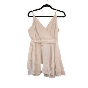 Altar'd State white belted adjustable spaghetti strap romper size medium